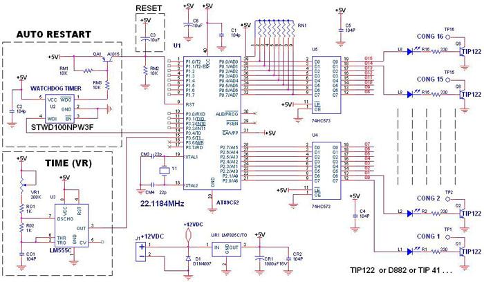 Mạch điều khiển Led; Mạch khắc phục lỗi đứng máy;  Mạch Auto Restart; Mạch led quảng cáo họ 8051; Mạch led với họ 8051; Mạch Led với họ 89