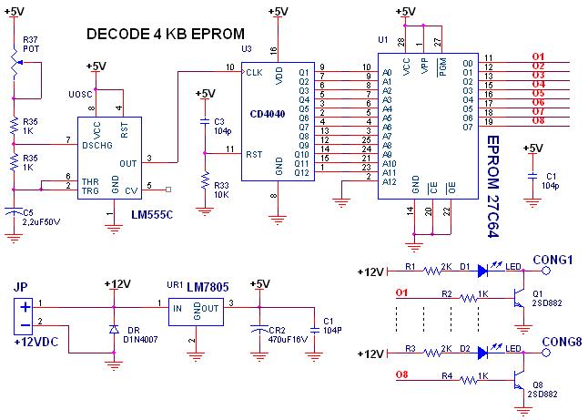 Eprom điều khiển Led  Mạch điều khiển Led sử dụng EPROM Mạch giải mã EPROM